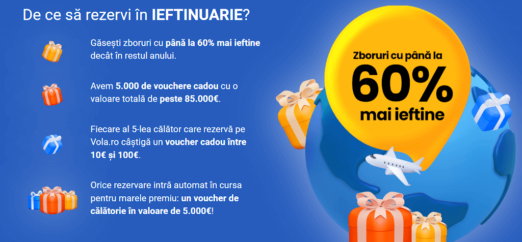 Concurs Vola Ieftinuarie - Castiga un voucher de calatorie in valoare de 5.000€