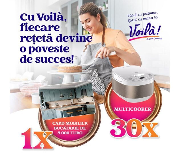 Concurs Voila - Castiga 1 card mobilier de bucatarie de 5.000 EURO - 2024